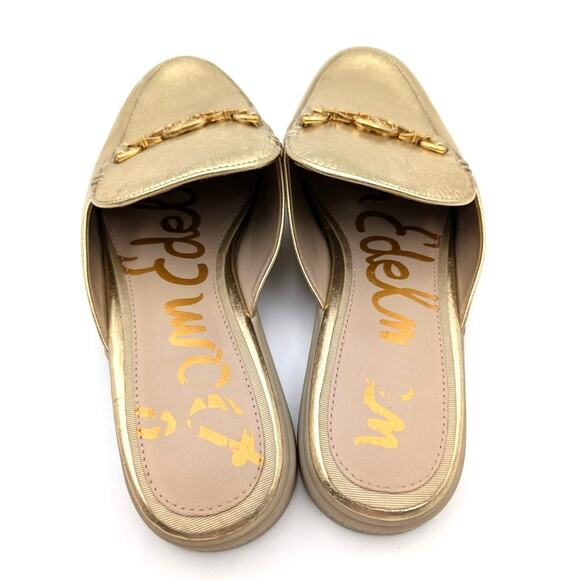 Sam Edelman Kira Slip On Mule Women's Logo Leather Gold Size US8M EU39 - Picture 6 of 12